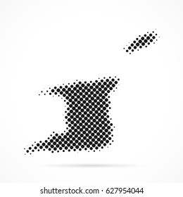 Trinidad and Tobago map in halftone. Dotted illustration isolated on a white background.
Vector illustration.