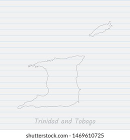 Trinidad and Tobago map hand drawn gray outline on notebook background. Vector Illustration EPS10.