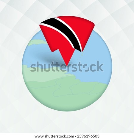 Trinidad and Tobago Map Highlighted with Flag Marker. Flag Pointer on Geographic Map.