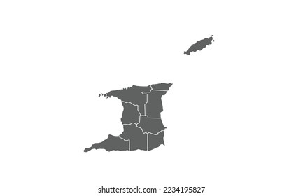 Trinidad and Tobago map isolated on white background.for annual infographics report website layout.