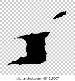 Trinidad and Tobago map isolated on transparent background. Black map for your design. Vector illustration, easy to edit.