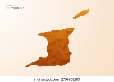 Mapa de Trinidad y Tobago - Ilustración vectorial de polígono de polietileno bajo en tono naranja, estilo geométrico limpio, aislado sobre fondo blanco.