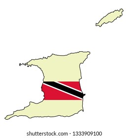 Trinidad and Tobago map with national flag 