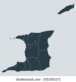 Trinidad and Tobago map on gray background vector, Trinidad and Tobago Map Outline Shape Gray on White Vector Illustration,
High detailed Gray illustration map Trinidad and Tobago.