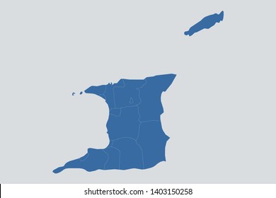 Trinidad and Tobago map on gray background vector, Trinidad and Tobago Map Outline Shape Blue on White Vector Illustration, High detailed Gray illustration map Trinidad and Tobago. map logo. app,eps10