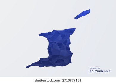Mapa de Trinidad e Tobago - Ilustração vetorial estilo polígono em azul profundo gradiente, baixo projeto geométrico poly, Silhueta limpa isolada no fundo branco para infográficos.