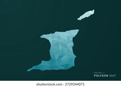 Mapa de Trinidad y Tobago - Ilustración vectorial de estilo polígono en diseño geométrico de bajo poli verde y azul, silueta mínima limpia para infografía.