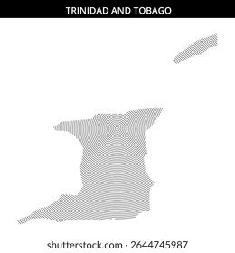 Trinidad and Tobago map silhouette with intricate pattern.
