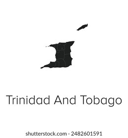 Trinidad and Tobago Map Vector Illustration - Silhouette, Outline, Trinidad and Tobago Travel and Tourism Map