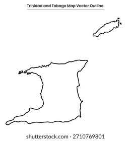 Trinidad and Tobago Map Vector Outline Editable Country Silhouette
