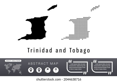 Trinidad and Tobago map vector set halftone dots black.