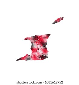 trinidad and tobago map water colors Design of flag colors vector Illustration