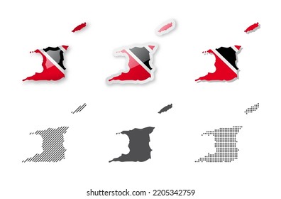Trinidad and Tobago - Maps Collection. Six maps of different designs. Set of vector illustrations
