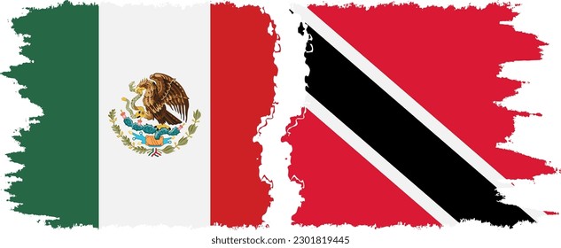 Trinidad and Tobago and Mexico grunge flags connection, vector
