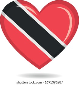 Trinidad and Tobago national flag in heart shape vector illustration