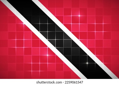 Trinidad and Tobago National Flag Rectangle 3:2 Ratio Chessboard Digital Neon Grid Square Brick Design Backdrop Background