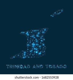Trinidad and Tobago network map. Abstract geometric map of the country. Internet connections and telecommunication design. Classy vector illustration.