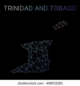 Trinidad and Tobago network map. Abstract polygonal map design. Network connections vector illustration.