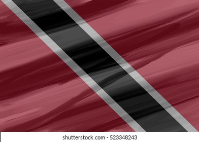  Trinidad and Tobago painted / drawn vector flag. Dramatic, unusual look. Vector file contains flag and texture layers