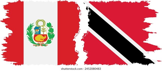 Trinidad and Tobago and Peru grunge flags connection, vector