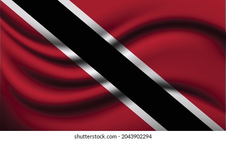 Trinidad and Tobago Realistic waving Flag Design. Vector illustration. It will be used for background, texture or banner.