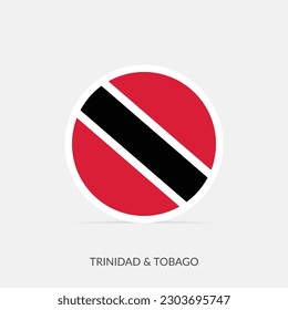 Trinidad and Tobago round flag icon with shadow.