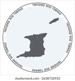 Trinidad and Tobago round logo design. Country shape build of rings. Trinidad and Tobago text around the country. Vector Illustration.