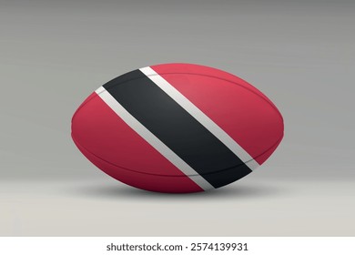 Trinidad  Tobago rugby ball featuring the national flag design on a gray background