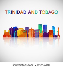 Trinidad and Tobago skyline silhouette in colorful geometric style. Symbol for your design. Vector illustration.