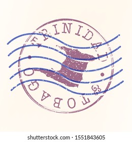 Trinidad and Tobago Stamp Postal. Map Silhouette Seal. Passport Round Design. Vector Icon. Design Retro Travel.