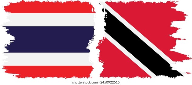 Trinidad and Tobago and Thailand grunge flags connection, vector