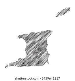 Trinidad und Tobago Thread Map Line Vektorillustration
