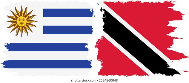 Conexión de banderas grunge de Trinidad y Tobago y Uruguay, Vector