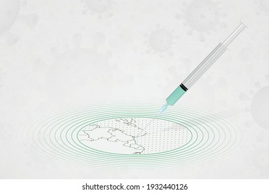 Trinidad and Tobago vaccination concept, vaccine injection in map of Trinidad and Tobago. Vaccine and vaccination against coronavirus, COVID-19. Vector template about Healthcare.