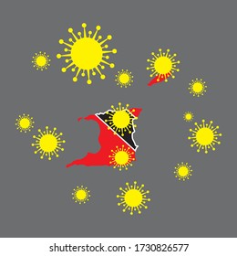 trinidad and tobago vector graphics map and corona virus