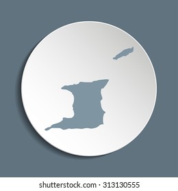 Trinidad and Tobago vector map on a paper circle. Cut out from white paper icon map of Trinidad and Tobago. Vector icon map of Trinidad and Tobago on dark background. Paper cut style country map. 