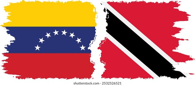 Trinidad and Tobago and Venezuela grunge flags connection, vector