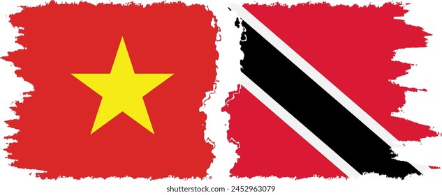 Trinidad and Tobago and Vietnam grunge flags connection, vector