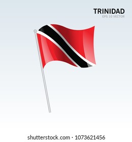 Trinidad waving flag isolated on gray background