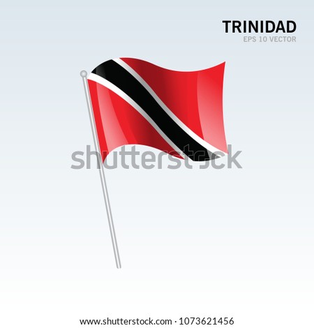 Trinidad waving flag isolated on gray background