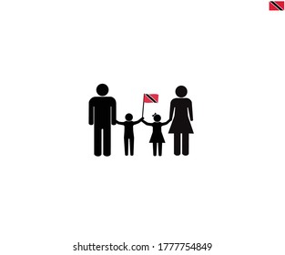 Trinidadian And Tobagonian Family With Trinidad And Tobago National Flag, We Love Trinidad And Tobago Concept, Sign Symbol Background, Vector Illustration.