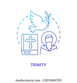 Trinity blue gradient concept icon. God comprising three distinct. Survivor personality. Christian belief abstract idea thin line illustration. Isolated outline drawing. Myriad Pro-Bold font used