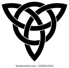 Trinity knot in black. Celtic symbol also known as Triquetra. Isolated background.
The Triqueta symbolizes the three areas of body, psyche and spirit.