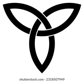 Trinity knot in black. Celtic symbol also known as Triquetra. Isolated background.
The Triqueta symbolizes the three areas of body, psyche and spirit.