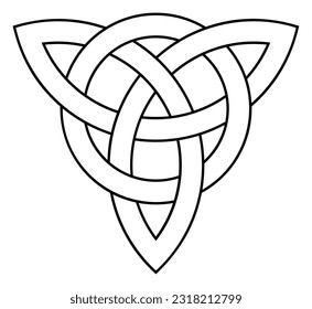 Trinity knot in black contour. Celtic symbol also known as Triquetra. Isolated background.
The Triqueta symbolizes the three areas of body, psyche and spirit.