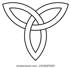 Trinity knot in black contour. Celtic symbol also known as Triquetra. Isolated background.
The Triqueta symbolizes the three areas of body, psyche and spirit.