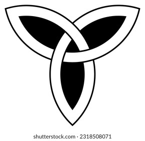 Trinity knot in black contour. Celtic symbol also known as Triquetra. Isolated background.
The Triqueta symbolizes the three areas of body, psyche and spirit.