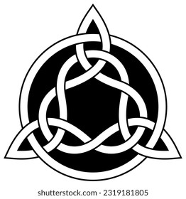 Trinity knot in black contour. Celtic symbol also known as Triquetra. Isolated background.
The Triqueta symbolizes the three areas of body, psyche and spirit.