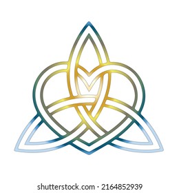 Trinity Knot, Celtic Heart, Triquetra, symbol of love isolated on white background.