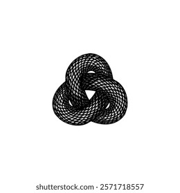 Trinity Knot Snake hand drawing vector isolated on white background.